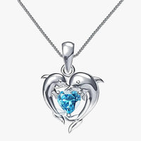 Collana con Delfini e Cuore Blu
