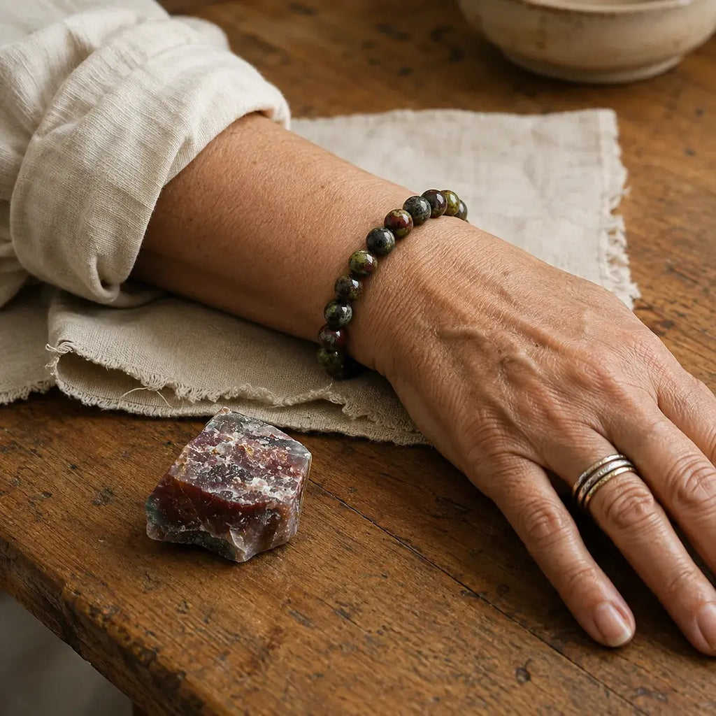 Bracciale in Giada di Sangue di Drago per Forza, Coraggio e Vitalità