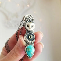 Collana a Barra con Gufo Turchese di Saggezza