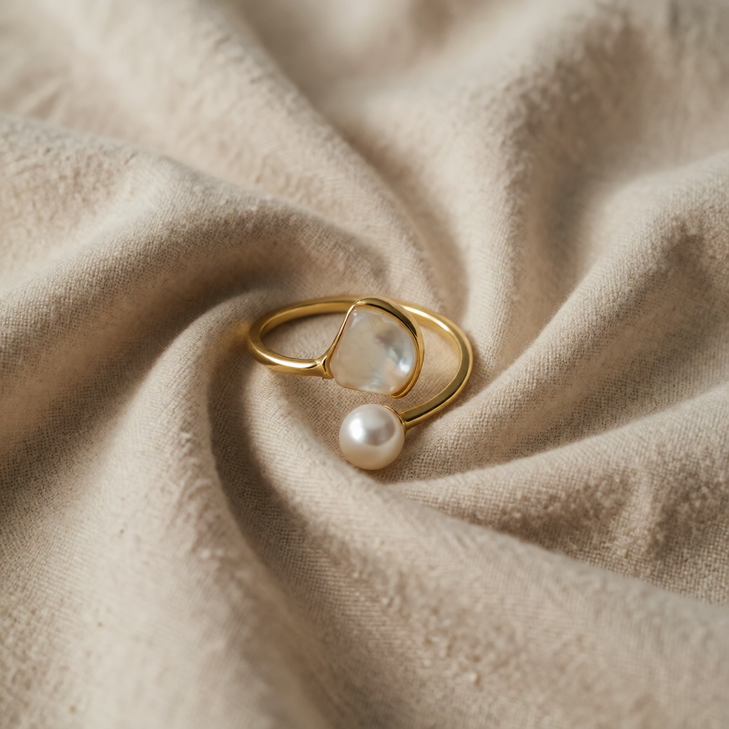 Anello Avvolgente Open Duo Pearl