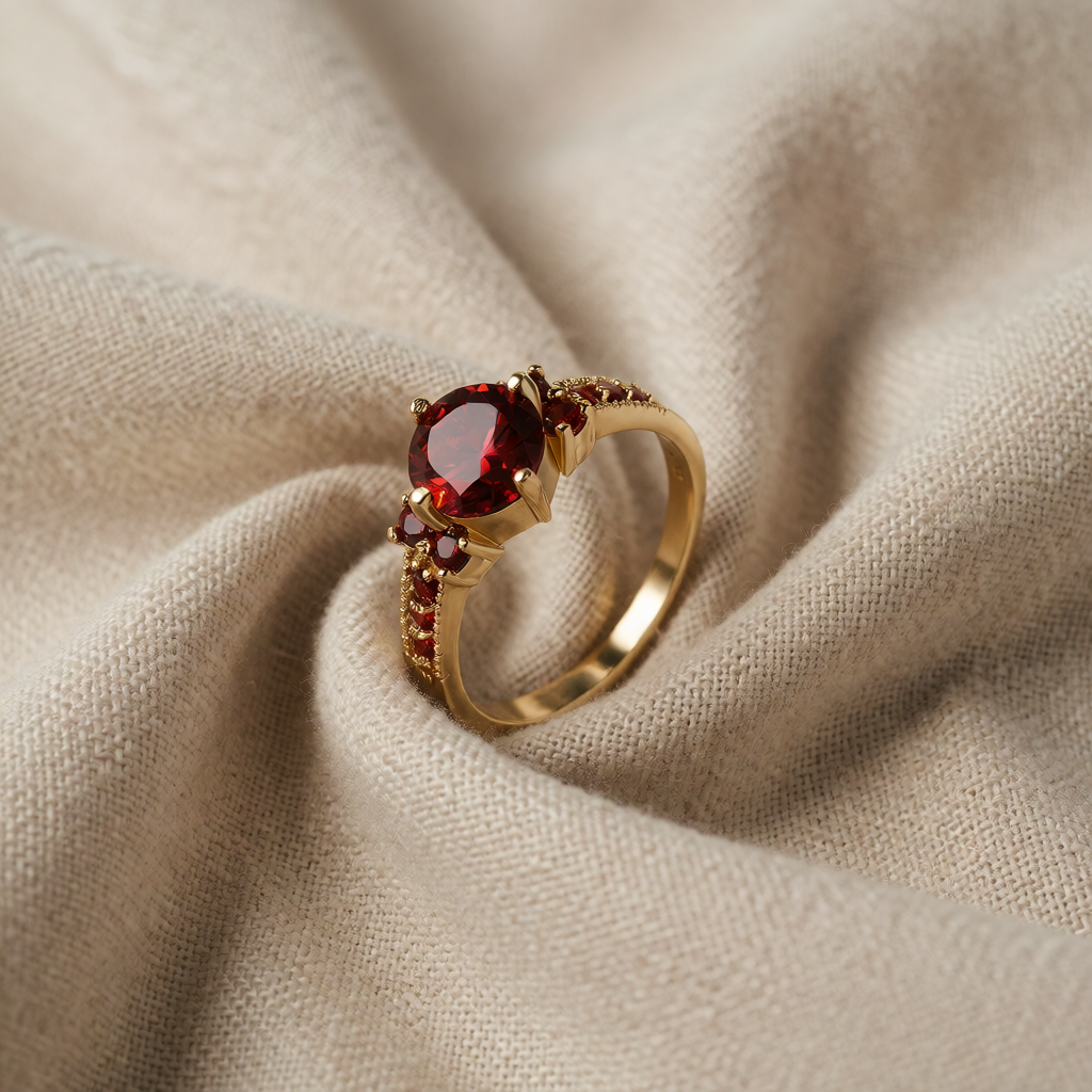 Anello Halo in Oro e Rubino