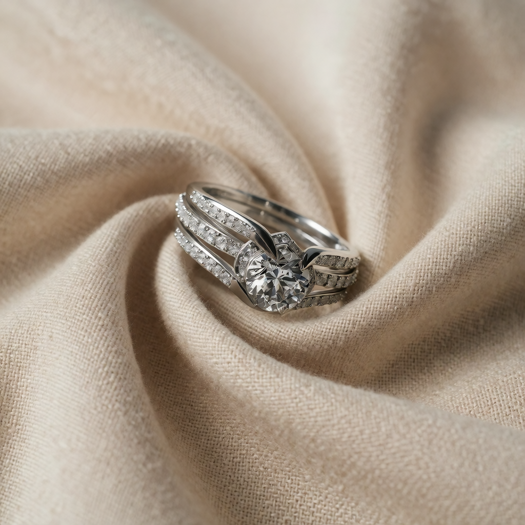 Anello multistrato in zirconia placcato oro bianco
