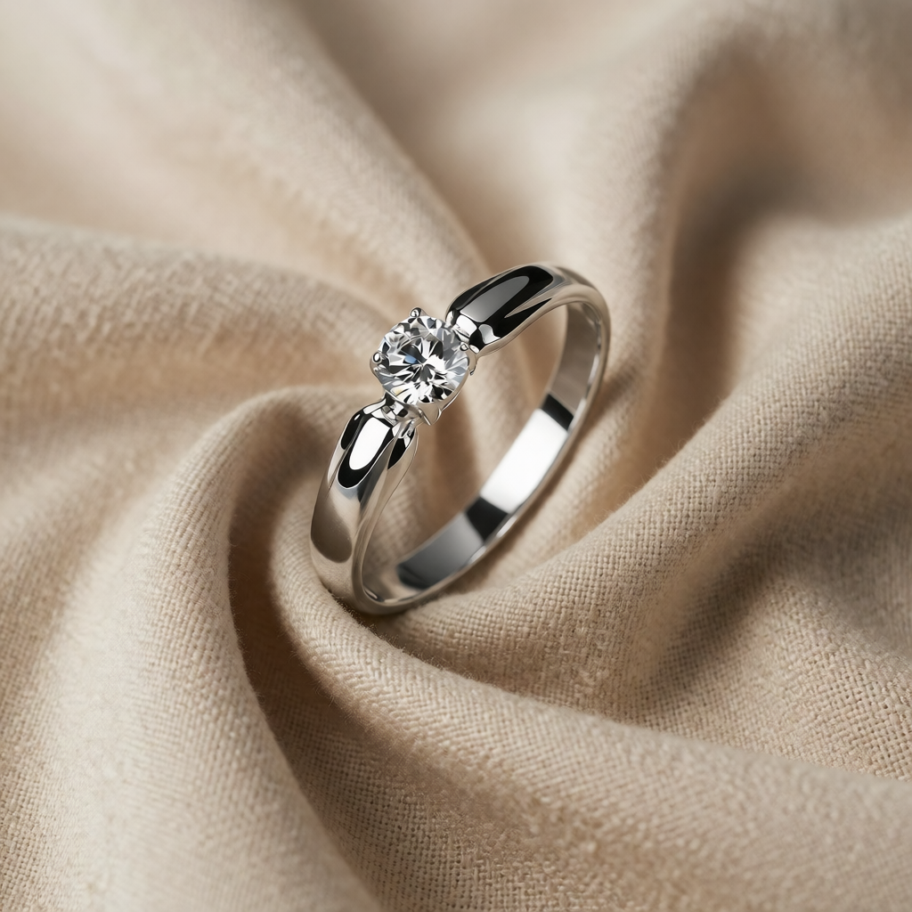 Anello minimalista in zirconia con oro bianco