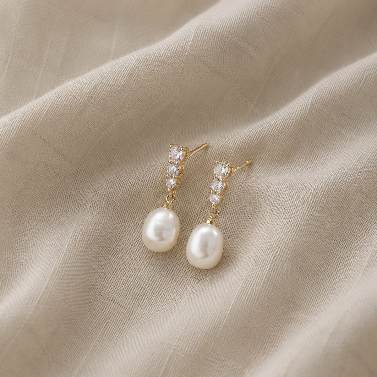 Orecchini a Pendente Perla Trio Sparkle