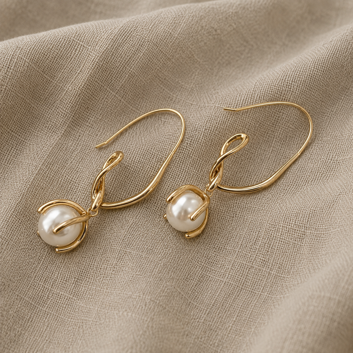 Orecchini a Goccia di Perla con Anello Twist