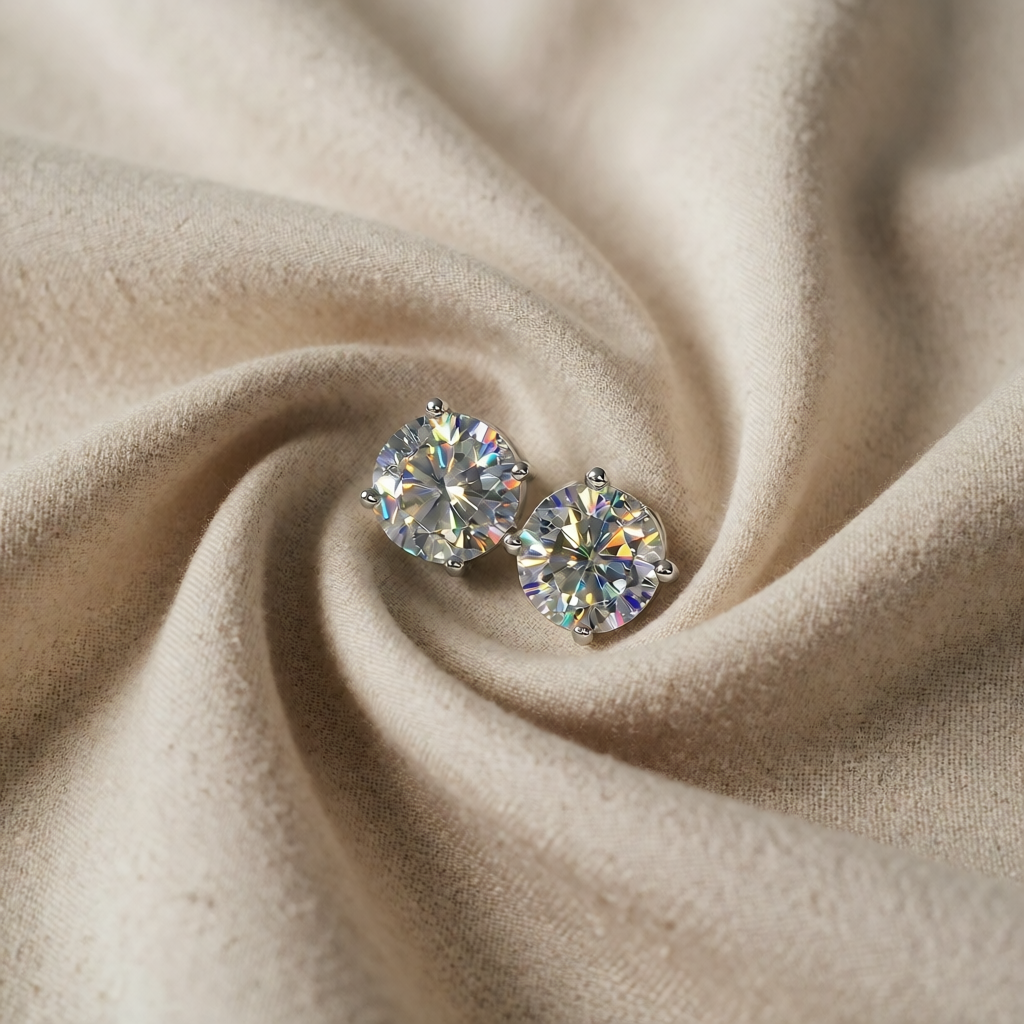 Orecchini scintillanti in oro bianco con zirconia
