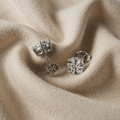 Orecchini con Placcatura in Oro Bianco e Zirconia Cubica