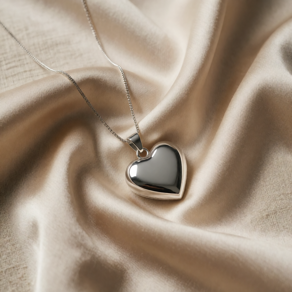 Collana Eternity con Ciondolo Cuore Puff in Oro Bianco