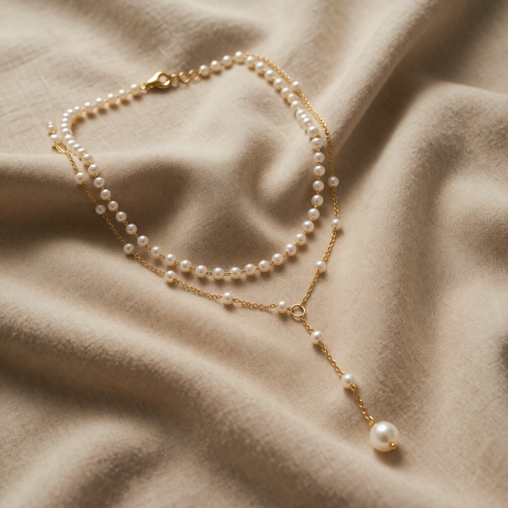 Collana a Catena Y con Perle