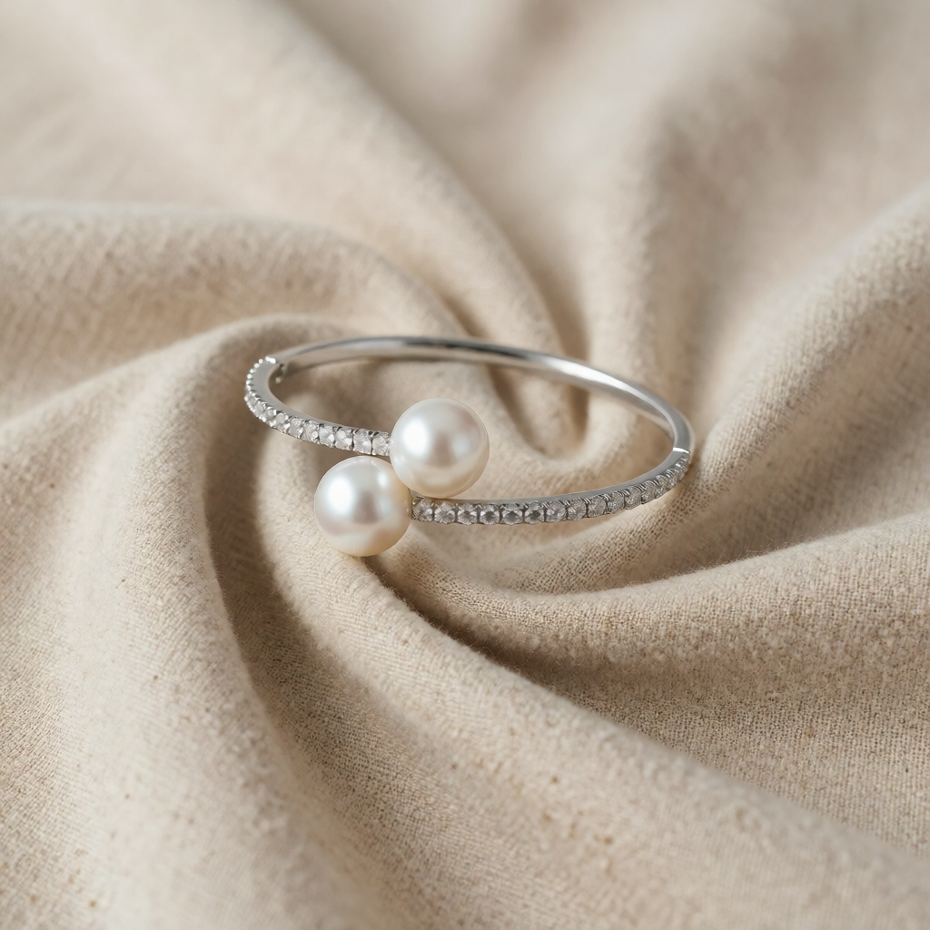 Bracciale Cuff Duo Pearl Pavé
