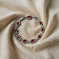 Bracciale Floreale in Argento e Rubino