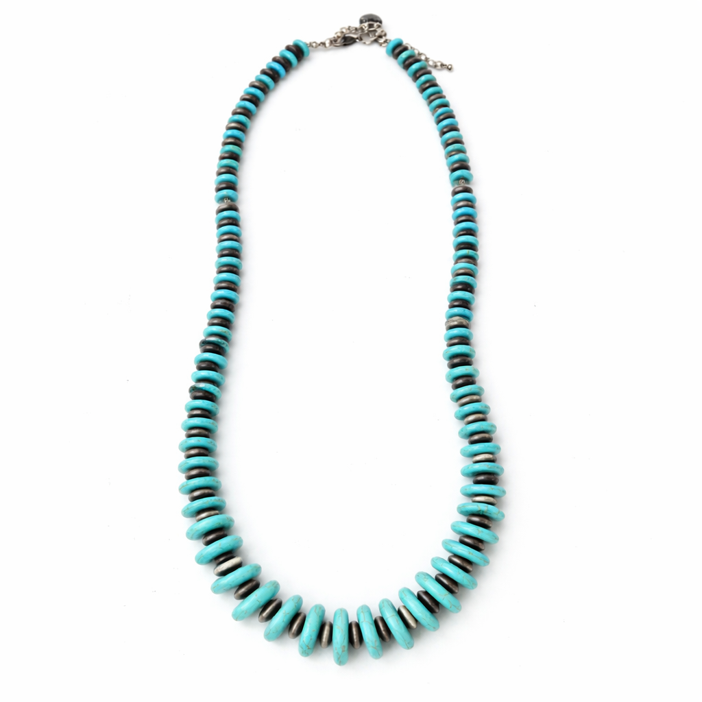 Collana con perline a disco turchesi in stile vintage boho