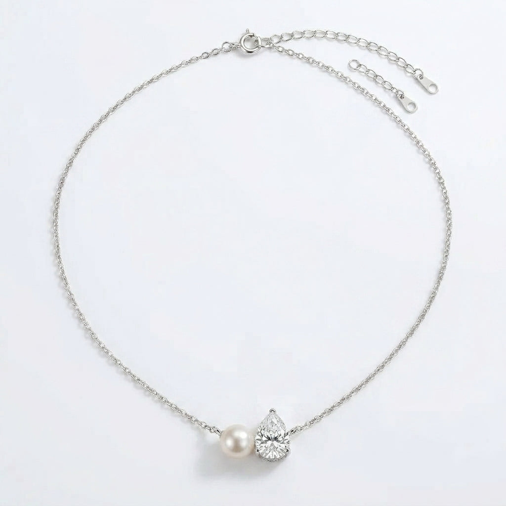 Collana con Charm Duo a Goccia di Perla