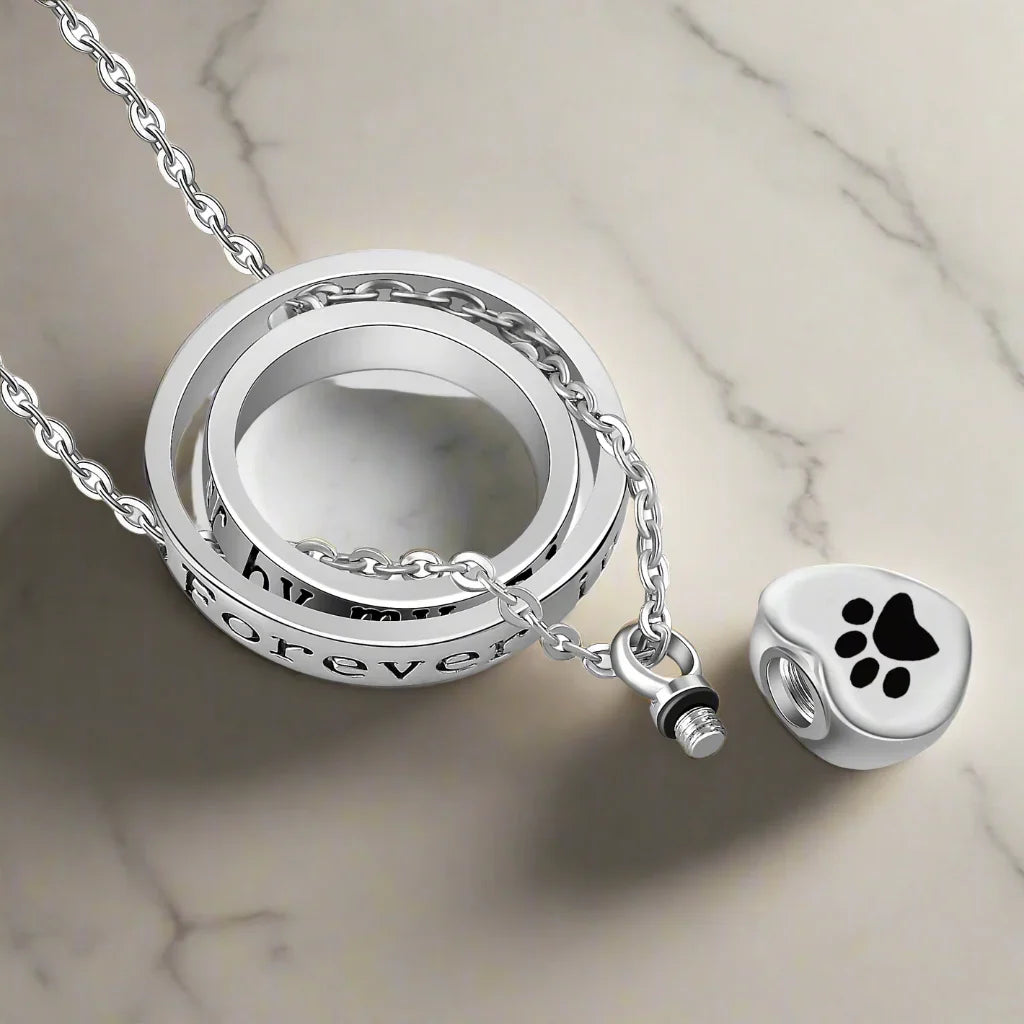 "Non Più Al Mio Fianco, Per Sempre Nel Mio Cuore" – Collana In Acciaio Inossidabile Con Urna A Forma Di Zampa