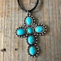 Collana con Pendente a Croce Turchese in Argento Retro
