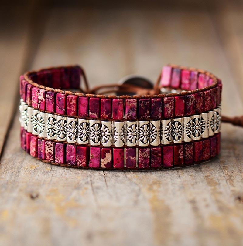 Bracciale Avvolgente in Giada Boho Lotus