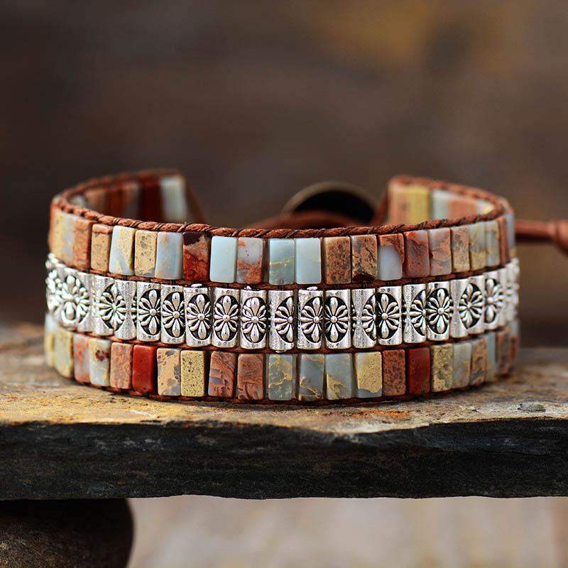 Bracciale Avvolgente in Giada Boho Lotus