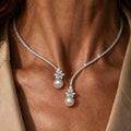 Collana Elegante e Luminoso con Perle in Argento Sterling