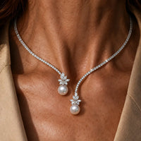 Collana Elegante e Luminoso con Perle in Argento Sterling