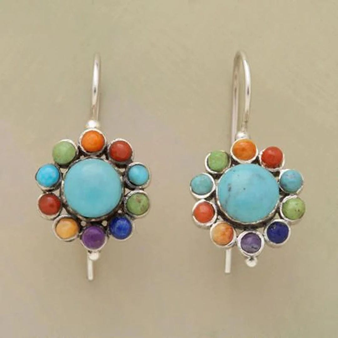 Tiziana™ - Orecchini a Cerchio Iris in Stile Vintage con Turchesi
