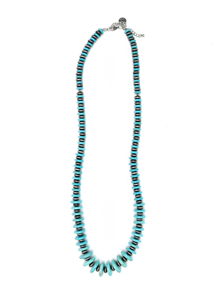 Collana con perline a disco turchesi in stile vintage boho