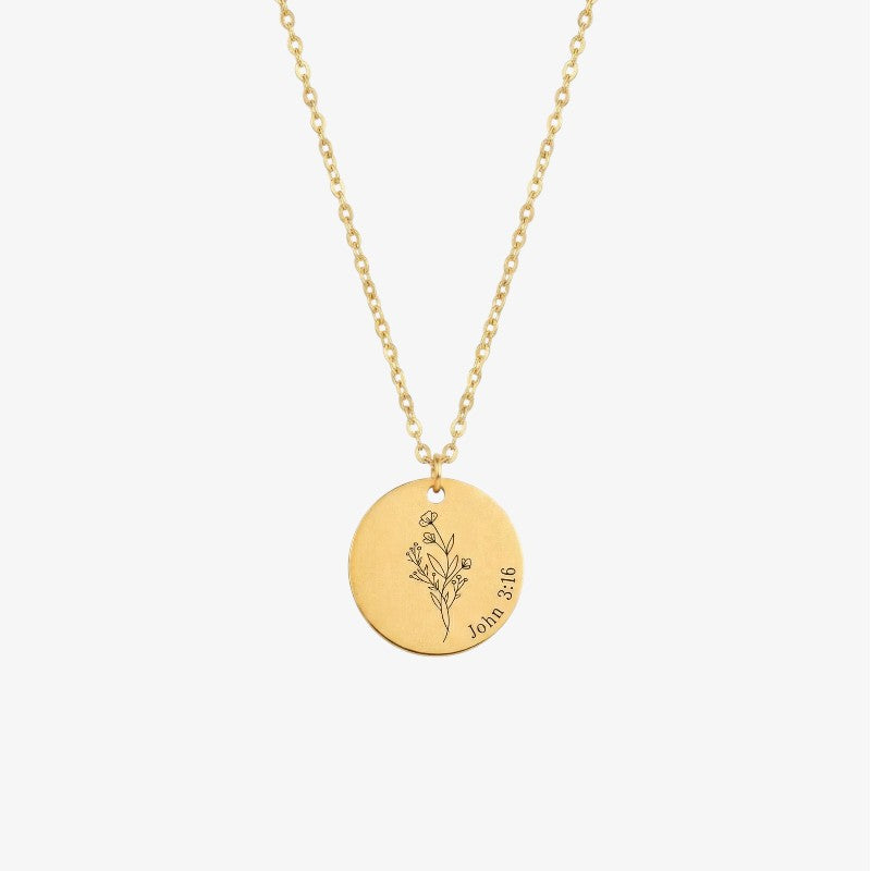 Paradiso™ - Collana con Fiore di Nascita Incisa