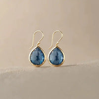 Orecchini vintage con gocce di cristallo blu