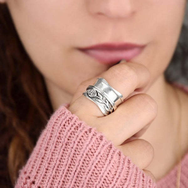 Anello Fiore Vintage Bohemien in Argento