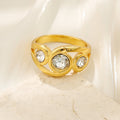 Anello d'Oro Spirale Incastonato di Zirconia Vintage Boho