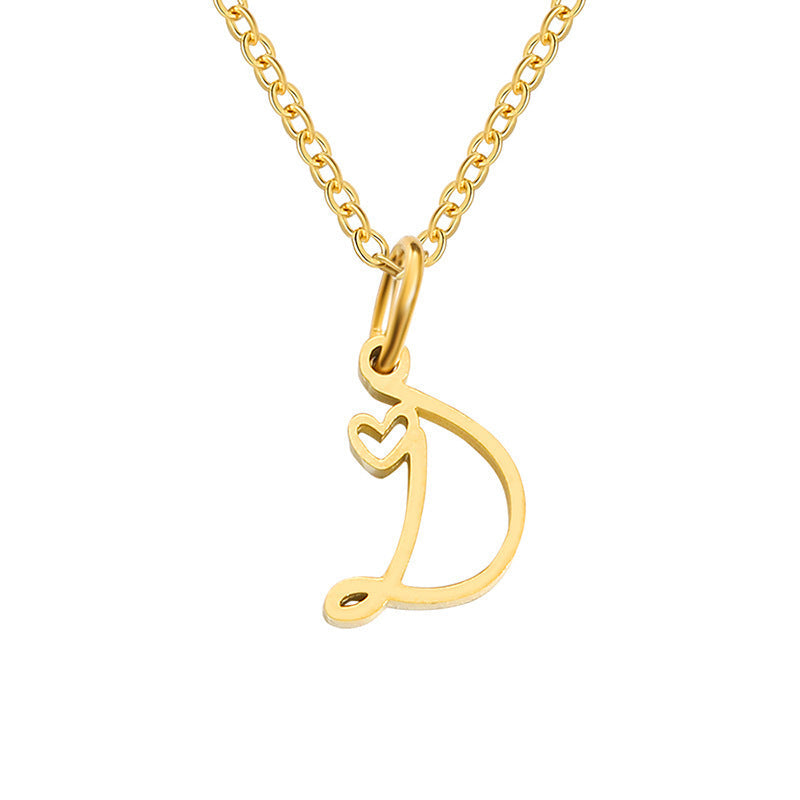 Collana con Iniziale a Forma di Cuore | Oro