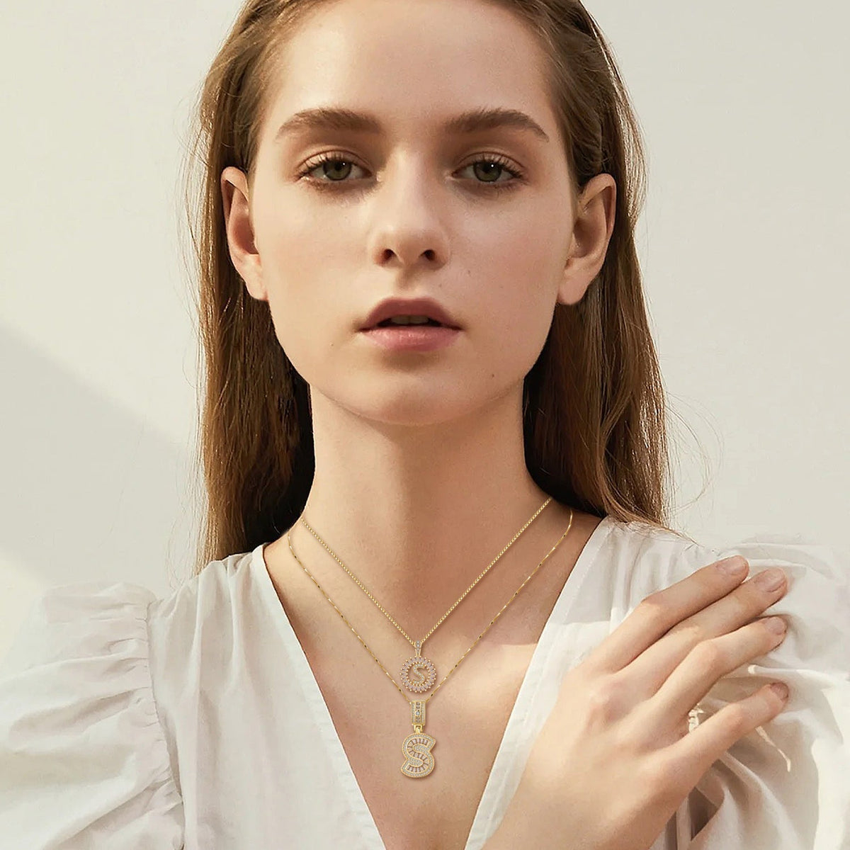 Fina™ - Collana in Oro con Lettera Iniziale Pavé