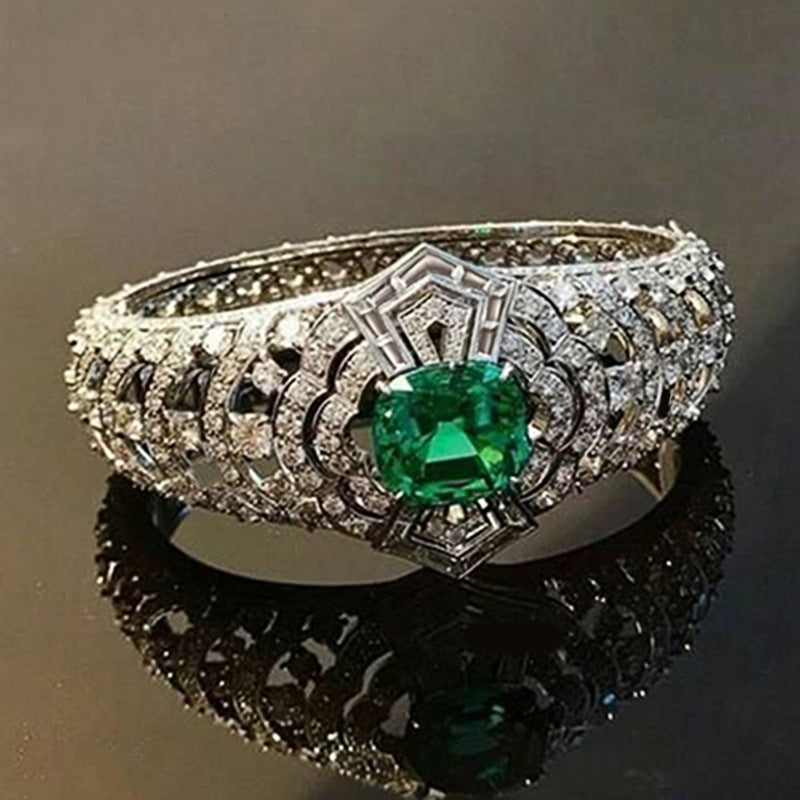 Esmeralda™ - Art Deco Emerald Ring White Gold