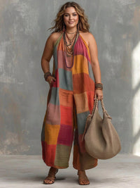 Vittoria™ - Elegante Tuta Patchwork da Resort