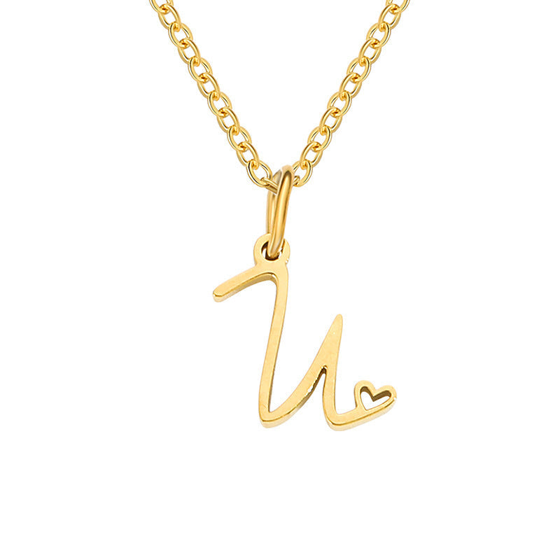 Collana con Iniziale a Forma di Cuore | Oro