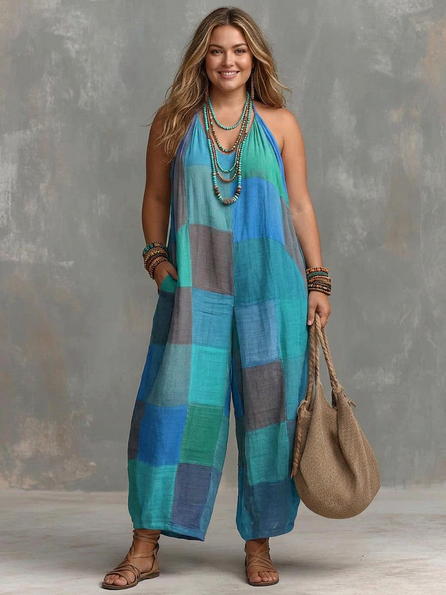 Vittoria™ - Elegante Tuta Patchwork da Resort