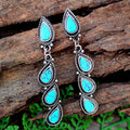 Orecchini Vintage Bohemien Placcati Argento Turchese