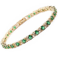 Tennis Bracelet with Trio of Emeralds | Gold