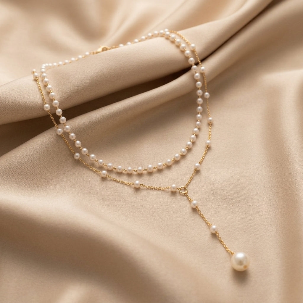 Collana a Catena Y con Perle
