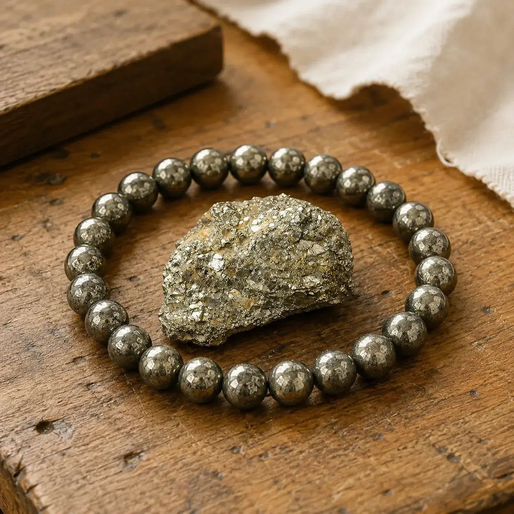 Bracciale in Pirite per Fiducia, Forza di Volontà e Abbondanza