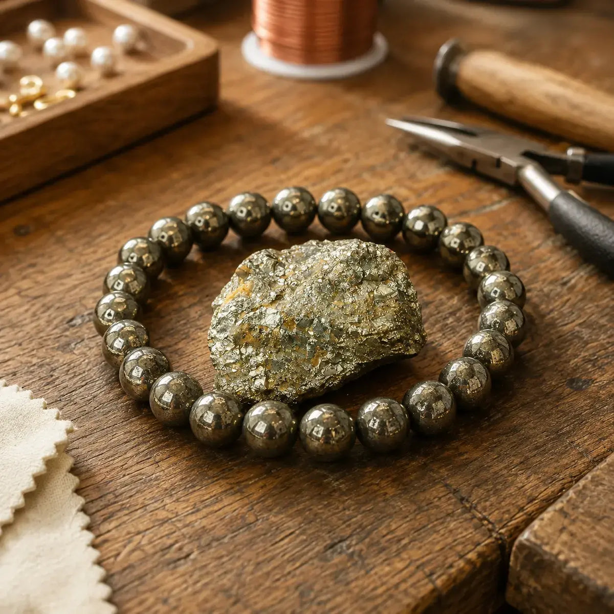 Bracciale in Pirite per Fiducia, Forza di Volontà e Abbondanza