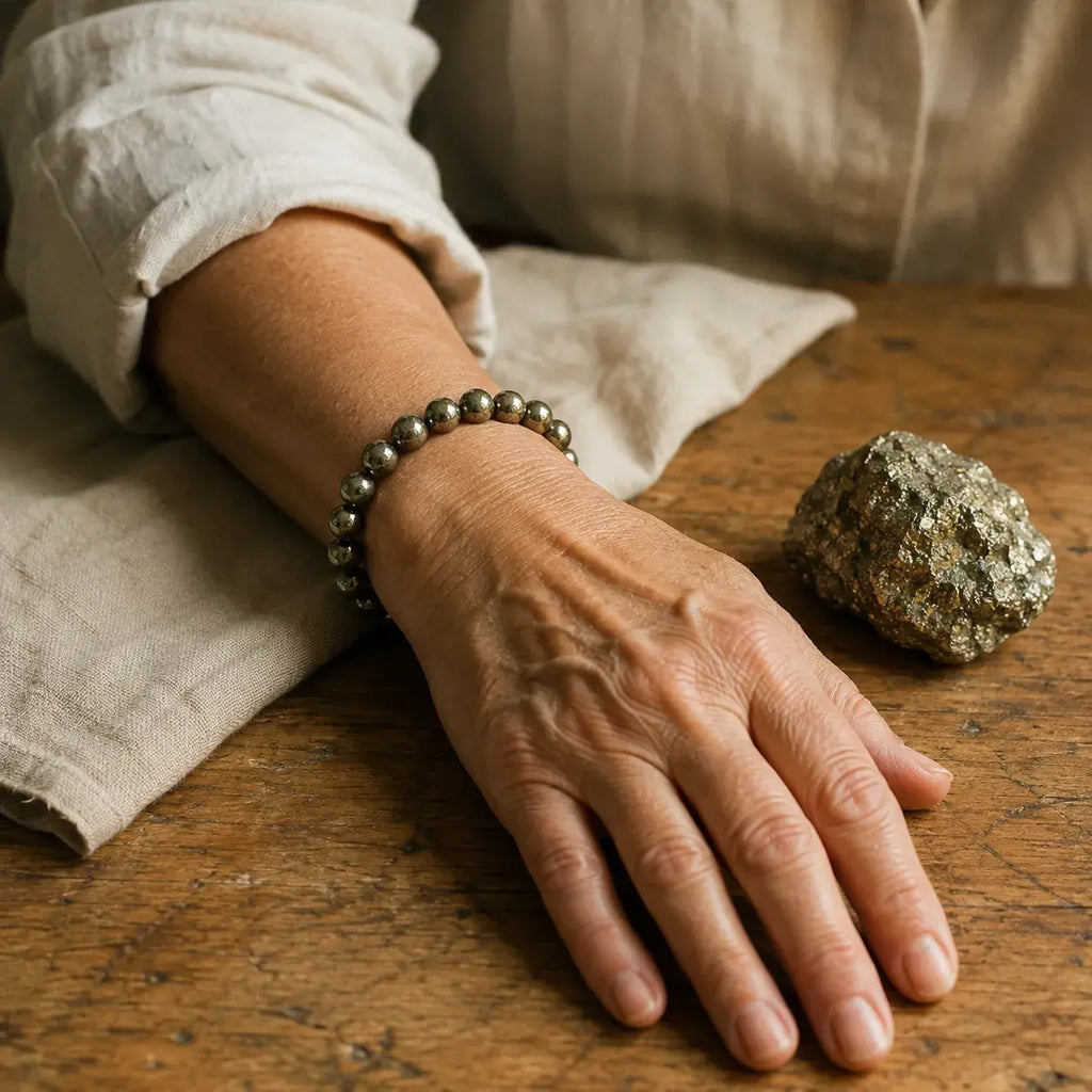 Bracciale in Pirite per Fiducia, Forza di Volontà e Abbondanza