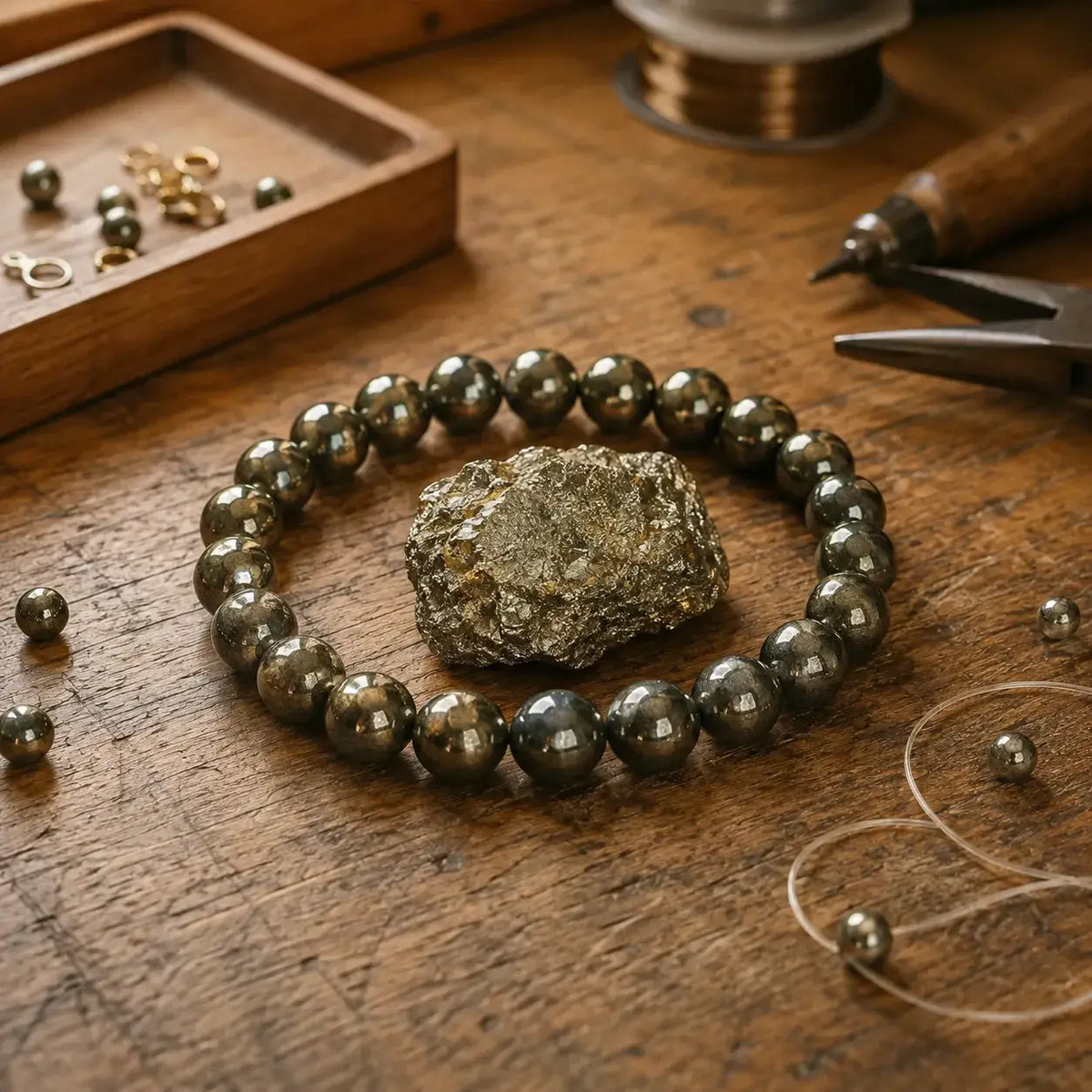 Bracciale in Pirite per Fiducia, Forza di Volontà e Abbondanza