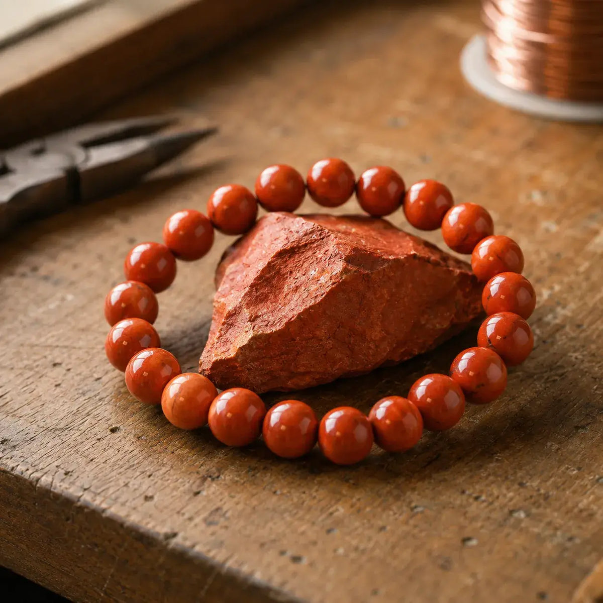 Bracciale in Giada Rossa per Radicamento, Energia e Vitalità