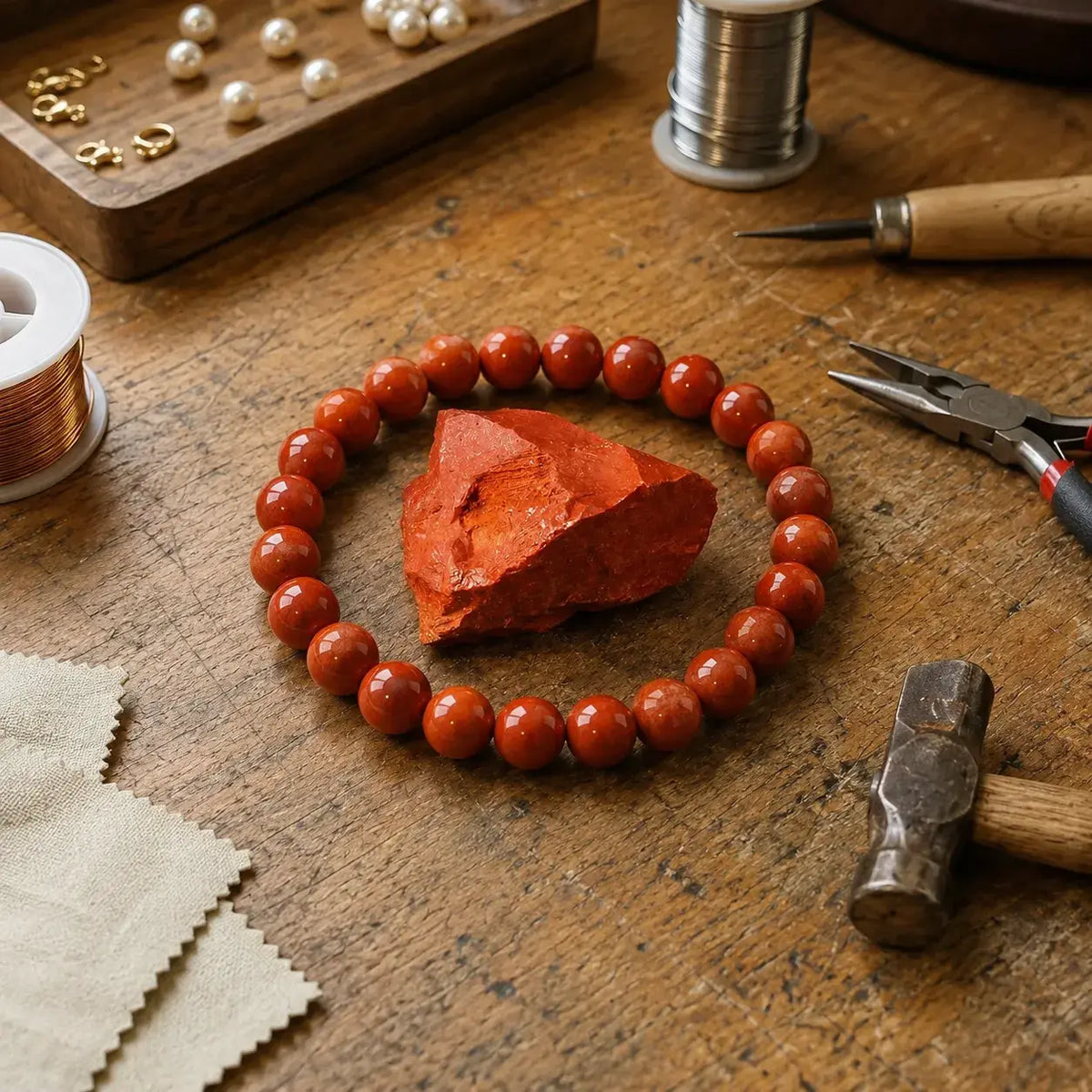 Bracciale in Giada Rossa per Radicamento, Energia e Vitalità