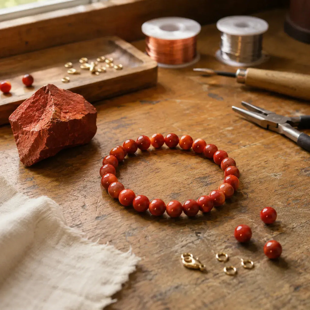 Bracciale in Giada Rossa per Radicamento, Energia e Vitalità