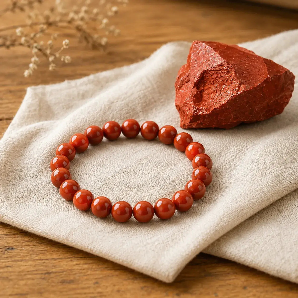 Bracciale in Giada Rossa per Radicamento, Energia e Vitalità
