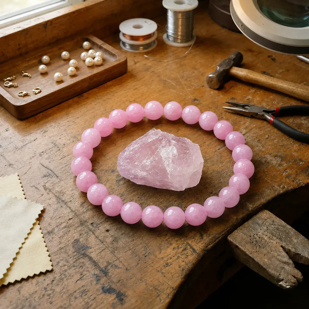 Bracciale in Quarzo Rosa per Amore, Amore di Sé e Guarigione Emotiva