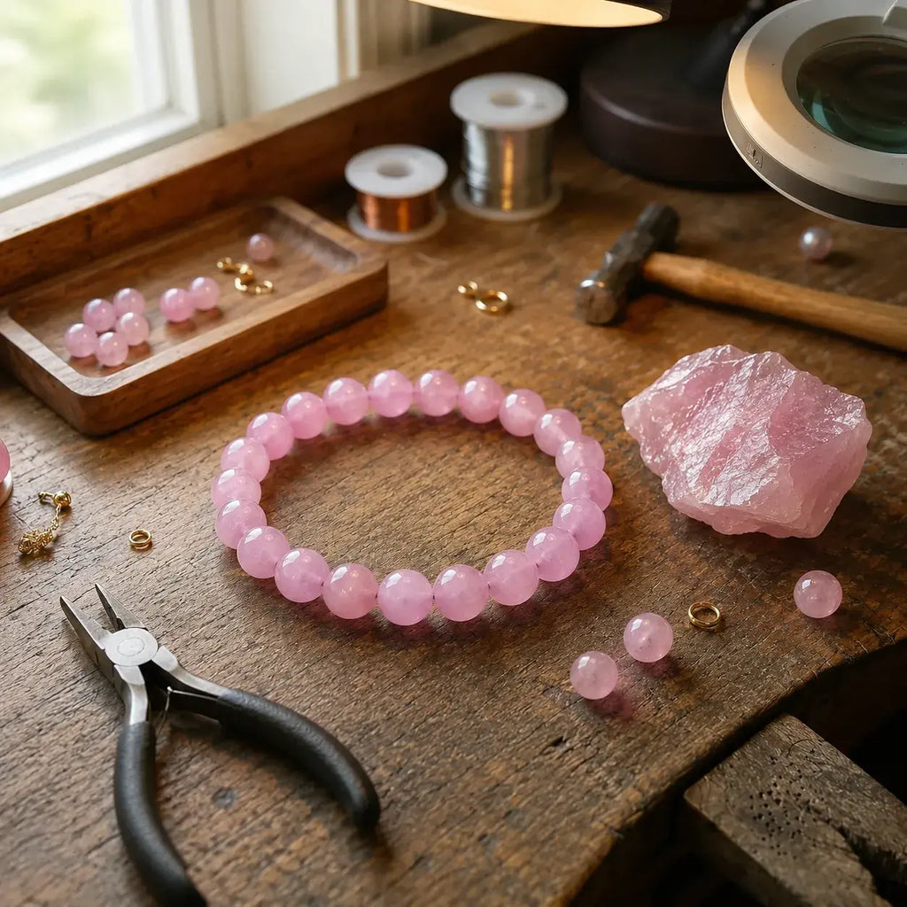 Bracciale in Quarzo Rosa per Amore, Amore di Sé e Guarigione Emotiva