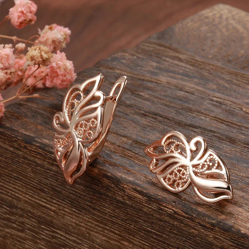 Orecchini a fiore vintage in oro rosa