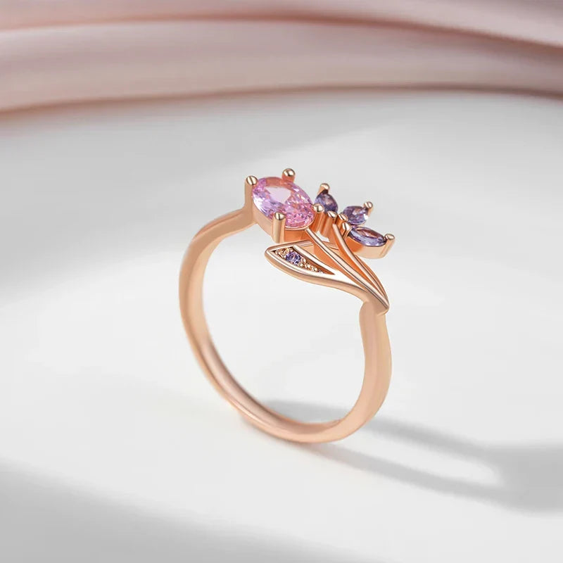 Anello Vintage con Fiore in Zirconia Multicolore